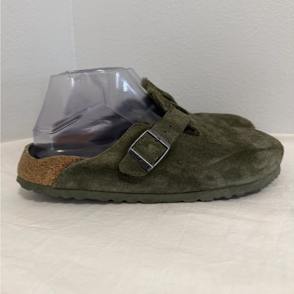 Birkenstock Boston clog shearling slip on suede leather green size 40 women’s - Picture 5 of 14
